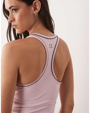 4505 Active Scoop Neck Tank Top With Inner Bra And Piping Detail - Brown