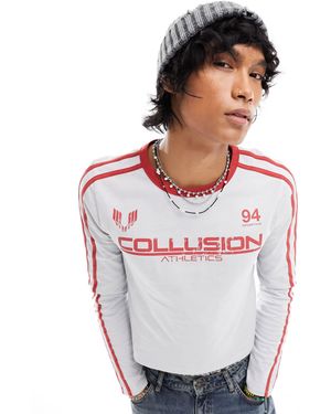 Collusion – eng geschnittenes, langärmliges football-shirt - Weiß