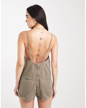 ASOS Denim Square Romper - Green