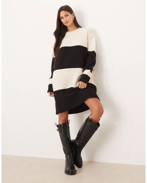 Vila Color Blocking Knit Mini Dress - White