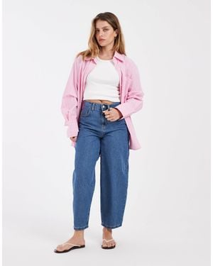 Vero Moda Kirsa High Waist Barrel Leg Jeans - Blue