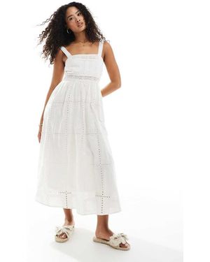 New Look Broderie Strappy Midi Dress - White