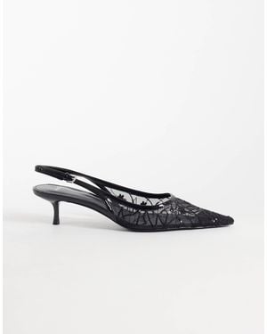 Mango Slingback mit spitzendetail und absatz - Weiß