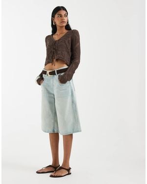 Vero Moda Gehaakt Vest Met Gestrikte Voorkant - Bruin