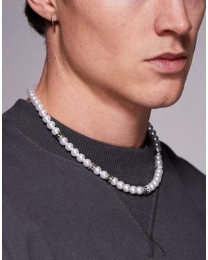 ASOS Pearl & Rondel Necklace - Blue