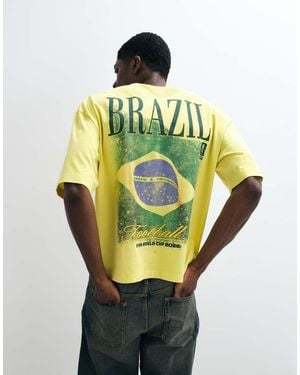 ASOS Boxy Oversized Tee With Fifa World Cup Brazil Print - Metallic