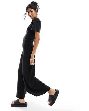 ASOS Mono Largo De Pernera Ancha Con Lateral Fruncido De - Negro