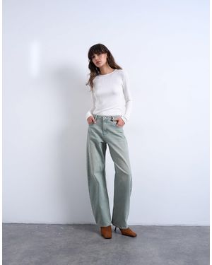 TOPSHOP Barrel Mid Rise Jean - White