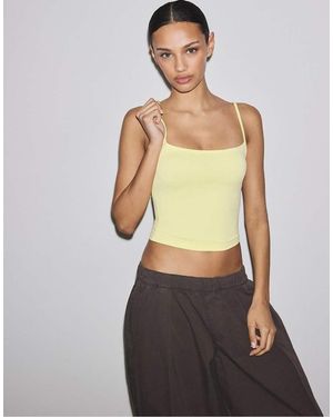 Stradivarius Strappy Polyamide Top - Yellow