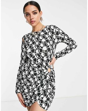 First Distraction The Label Long Sleeve Mini Dress - Multicolour