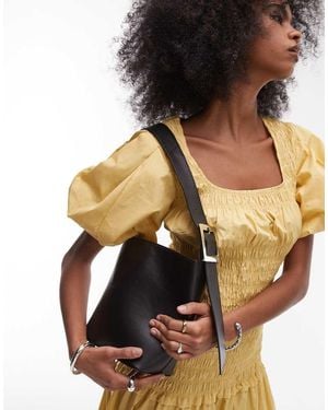 TOPSHOP Sinitta Real Leather Shoulder Bag - Black