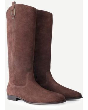 OFF THE HOOK Marie Suede Knee High Riding Boots - Brown