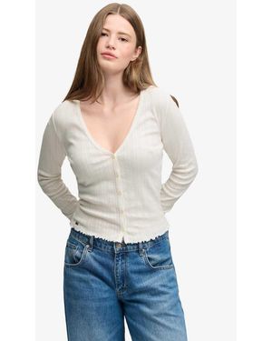 Superdry Athletic Essential Pointelle Cardigan - Blue