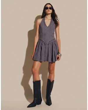 Muse Assembly Jules Eyelet Halter Mini Dress - Black