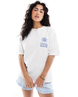 Pull&Bear T-shirt à imprimé graphique - Blanc