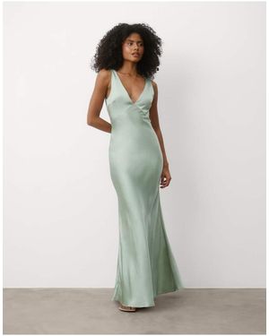 Six Stories Twist Back Satin Bridesmaid Dress - Natural