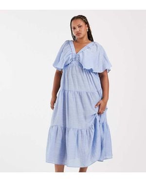 Vero Moda Volume Sleeve Tiered Maxi Dress - Blue