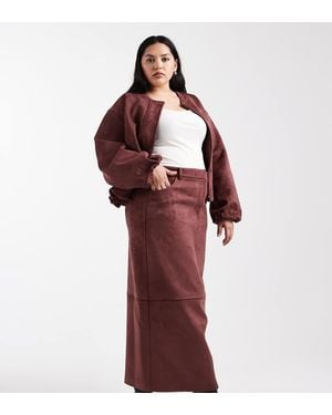 4th & Reckless Faux Suede Maxi Skirt Co-ord - Red