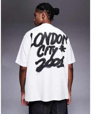 Bershka London City Back Printed T-shirt - Grey