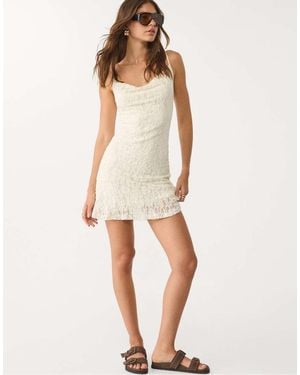 Stradivarius Short Lace Dress With Straps - Natural