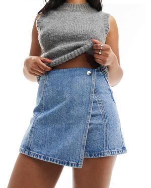 Stradivarius Gonna Pantalone A Portafoglio Lavaggio Medio - Blu