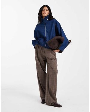 ASOS Bubble Hem Funnel Neck Jacket - Blue