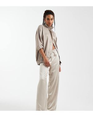ONLY Wide Leg Satin Feel Trouser - White