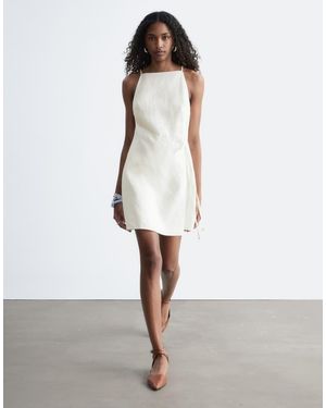 & Other Stories Pure Linen Square Neck Mini Dress With Wrap Front - White