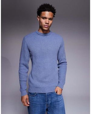 River Island Knitted Rib Crew Neck - Blue