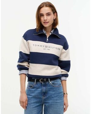Tommy Hilfiger Fleece Relaxed Quarter-Zip Sweatshirt - Blue