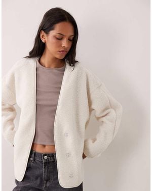 Vila Teddyjack Met V-Hals - Naturel