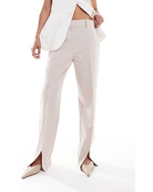 ASOS Tailored Straight Leg Trousers With Split Hem - Grey