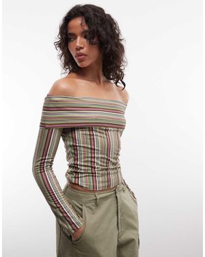 Reclaimed Vintage Off Shoulder Long Sleeve Top - Multicolour