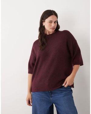 ASOS Asos Design Curve Crew Neck T Shirt With Wool Co Ord - Red