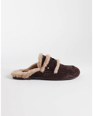 Bronx Jaxx-ie Slip On Furry Mules - Brown