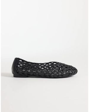 Public Desire Rhodes Woven Ballet Flats - Black