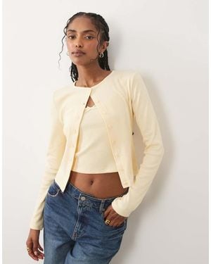 Miss Selfridge Ribbed Cardigan And Cami Set - Blue