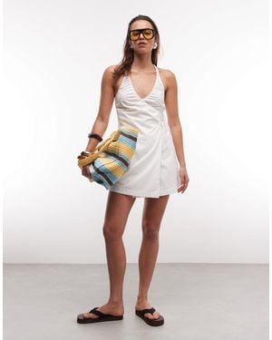 Cotton On Isabelle Wrap Halter Mini Dress - White