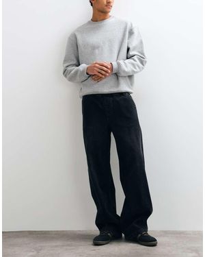 ASOS Baggy Jeans Met Zwarte Wassing En Elastische Tailleband - Wit