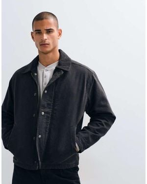 Abercrombie & Fitch Zip Up Canvas Worker Jacket - Blue