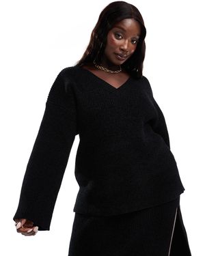 4th & Reckless – gerippter oversize-strickpullover - Schwarz