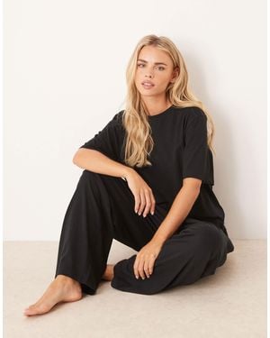 ASOS Asos Design Petite Mix & Match Cotton Pyjama Trouser - Black
