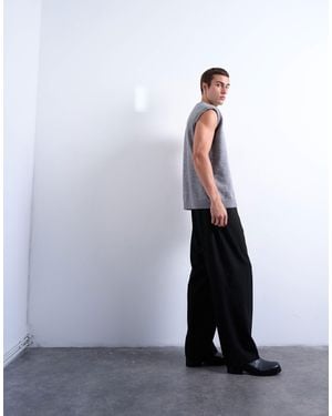 TOPMAN Pleated Wide Leg Trouser - White