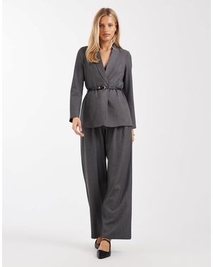 Vero Moda Wide Leg Belted Trouser Co-ord - Grey