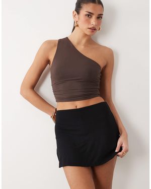 Oh Polly Modal Mini Waist A-line Mini Skort - Black