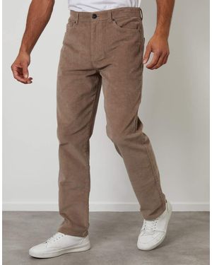 Threadbare Straight Leg 5 Pocket Corduroy Trousers With Stretch - Brown