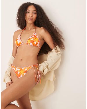 Mango – geblümte bikinihose - Orange