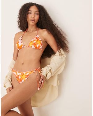 Mango Floral Tie Side Bikini Bottom - Orange