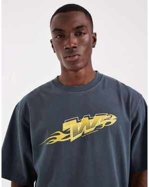 DOUBLE A by WOOD WOOD 100% Cotton Liam T-shirt With Front Print A Logo - Blue