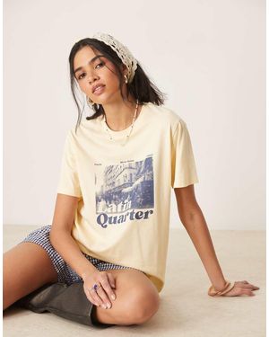 ASOS T-Shirt Regular Fit Color Limone Con Stampa “Latin Quarter” - Neutro
